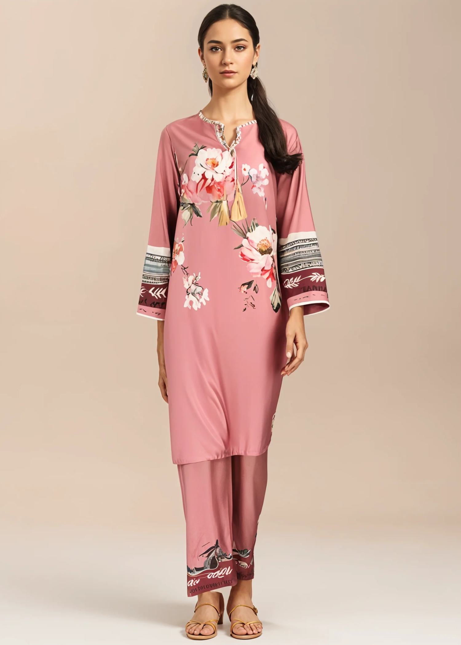 Fabbywear Dori Co ord (Shirt & Trouser) Pink Women 2pcs