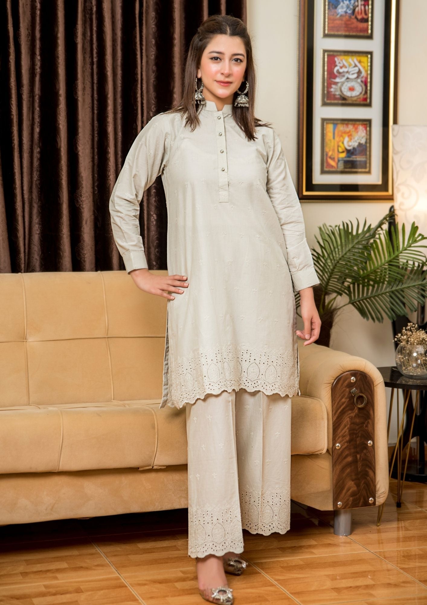 Yolo Pret Schiffli Embroidered Set Rozana S25 0021 Women 2pcs