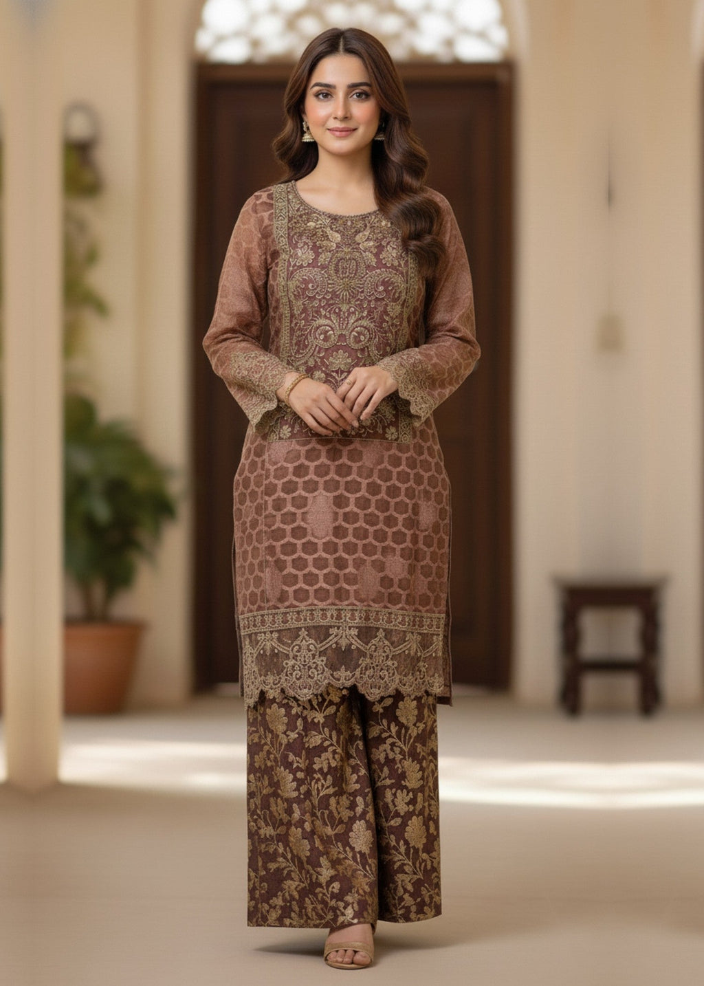 Diara Couture AMREEN US 478 BROWN Women 3pcs