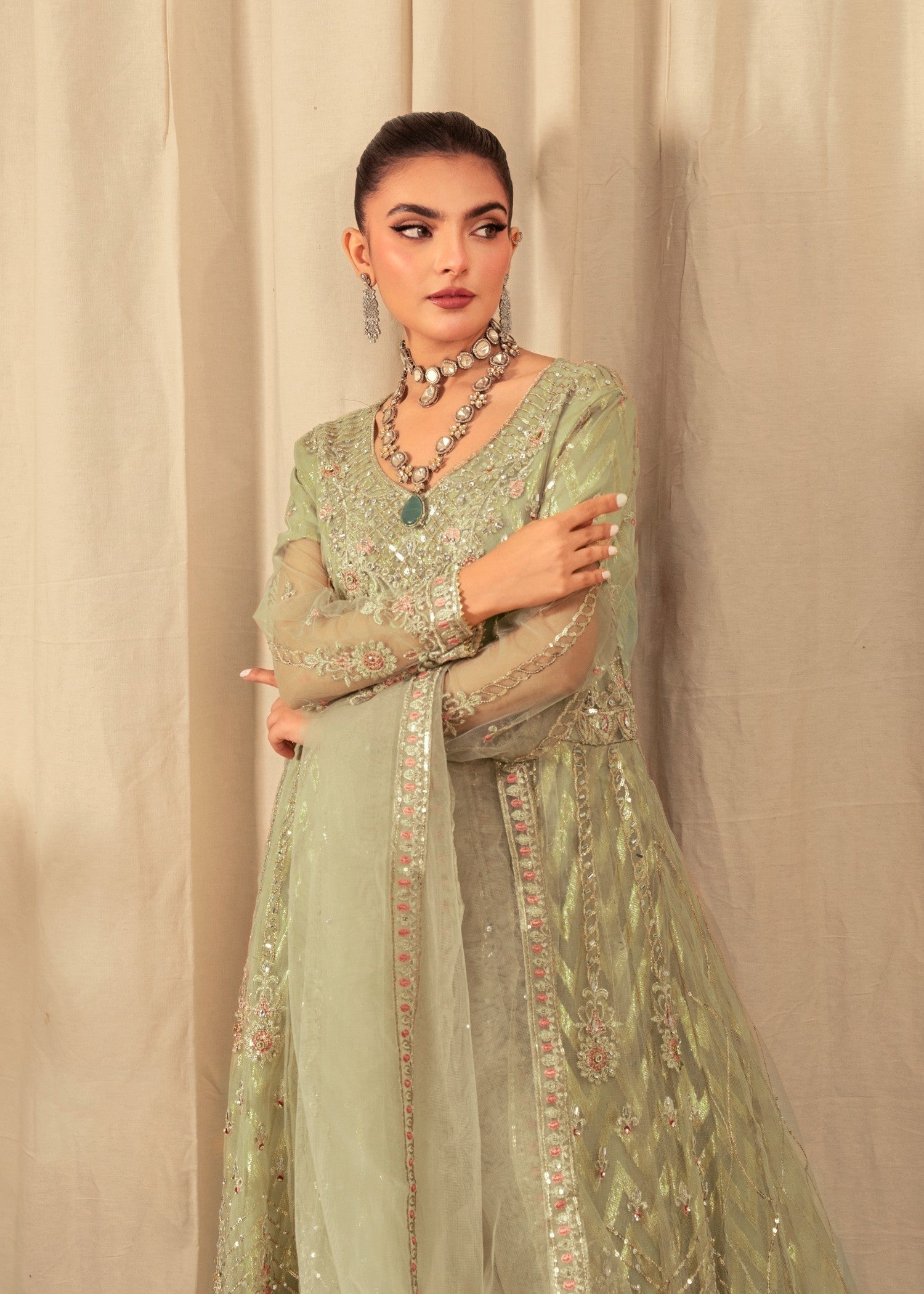 Four Season Boutique DILJAAN PISTA GREEN GOLD Women 3pcs