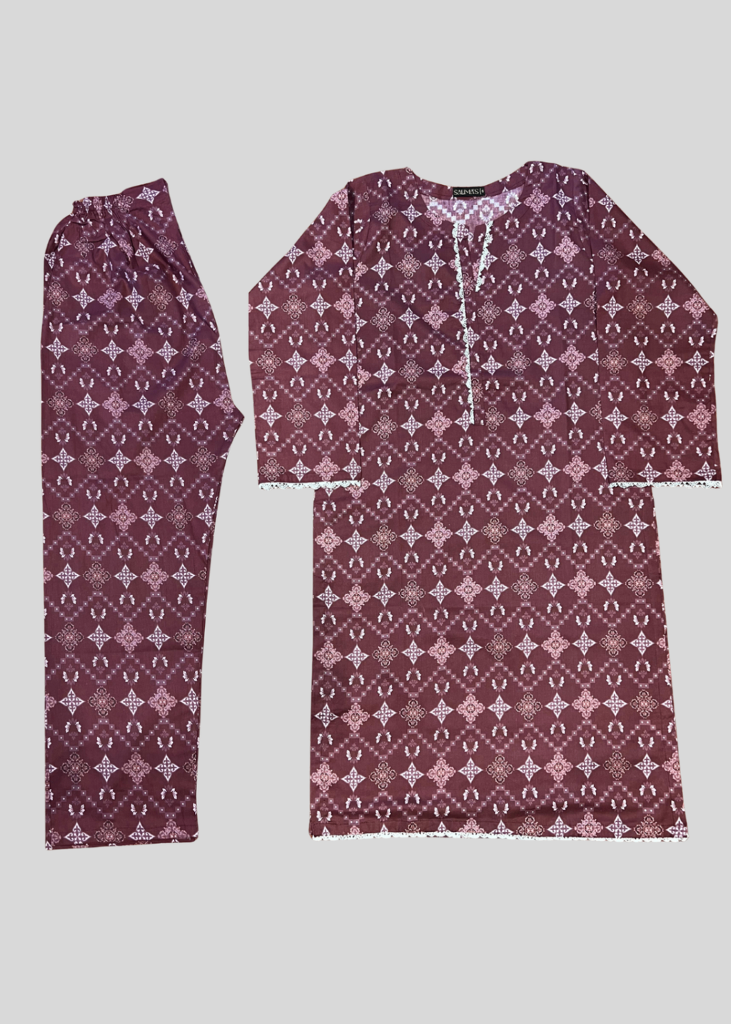 Salimas Lawn Stitched Suit – Mauve Women 2pcs