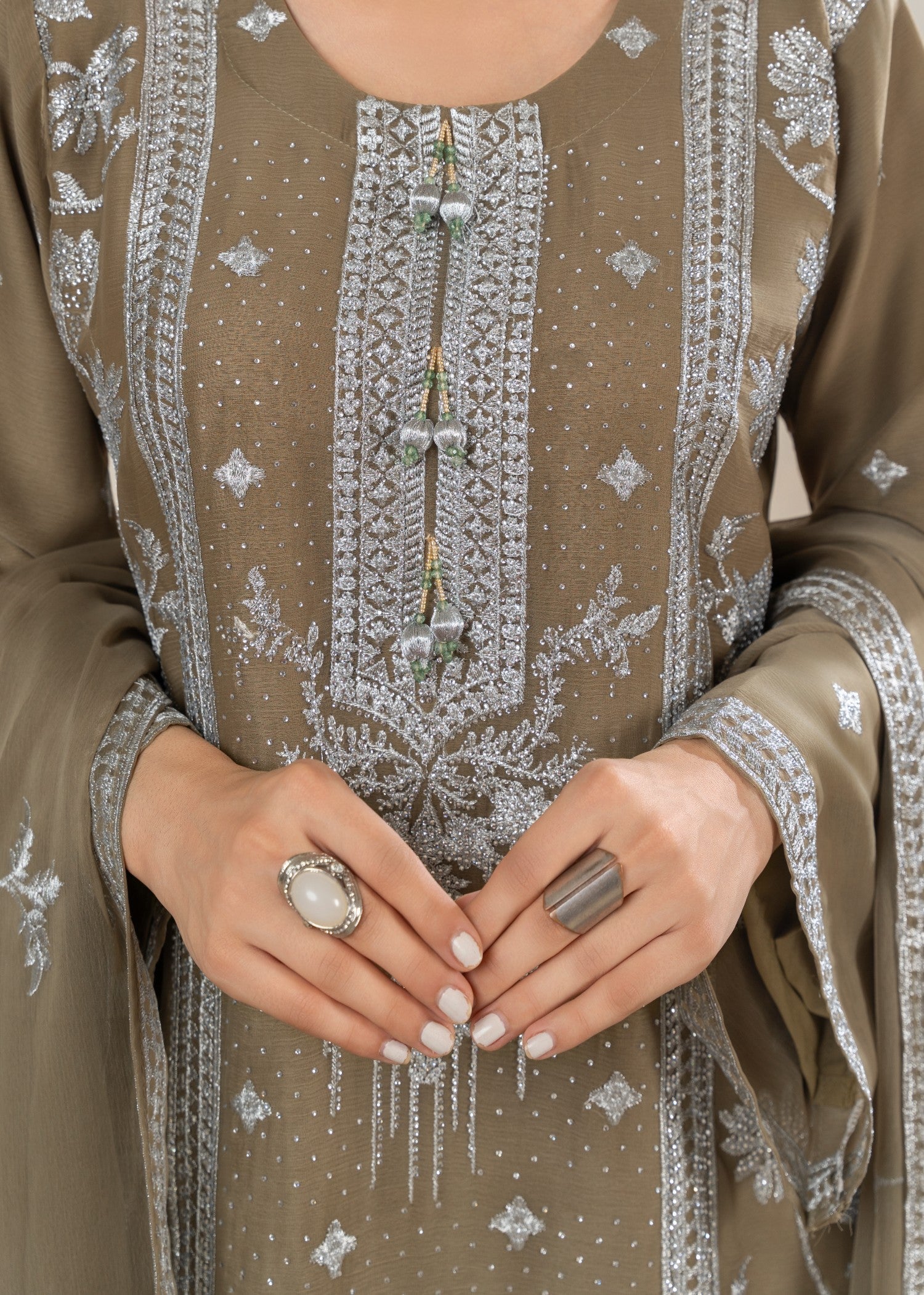 Four Season Boutique MAHROSE CHIFFON OLIVE GREEN Women 3pcs