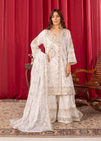 Four Season Boutique SAJAL CRUSH PLAZZO WHITE Women 3pcs