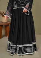 Pehnawa Fashion Silver Black lehenga chiffon Women 3pcs