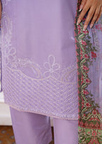 Sajfi Closet Luxury Cotton Stitched Suit for Women | Lavender Women 3pcs