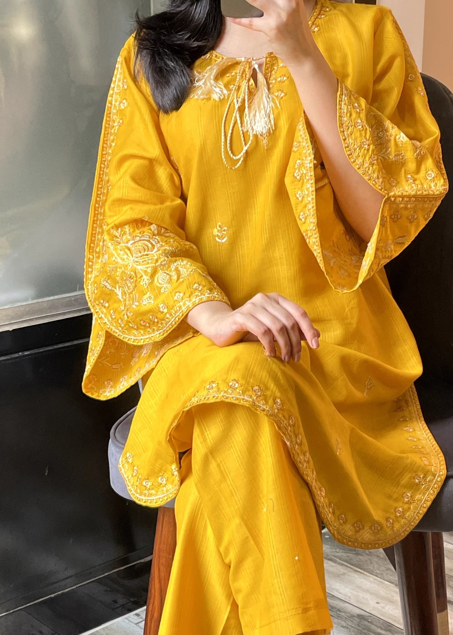 Tehzeeb Libas ZUNAIRA SUNSHINE MUSTARD Women 2pcs