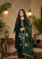MMG Garments MAHARANI| VELVET EMB KURTA SET MMG 001 Women 3pcs