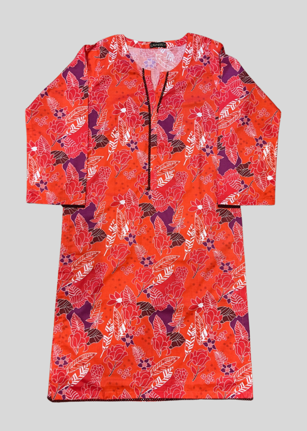 Salimas Women’s Stitched Lawn Suit – Red with Multicolor Floral Print Women 2pcs