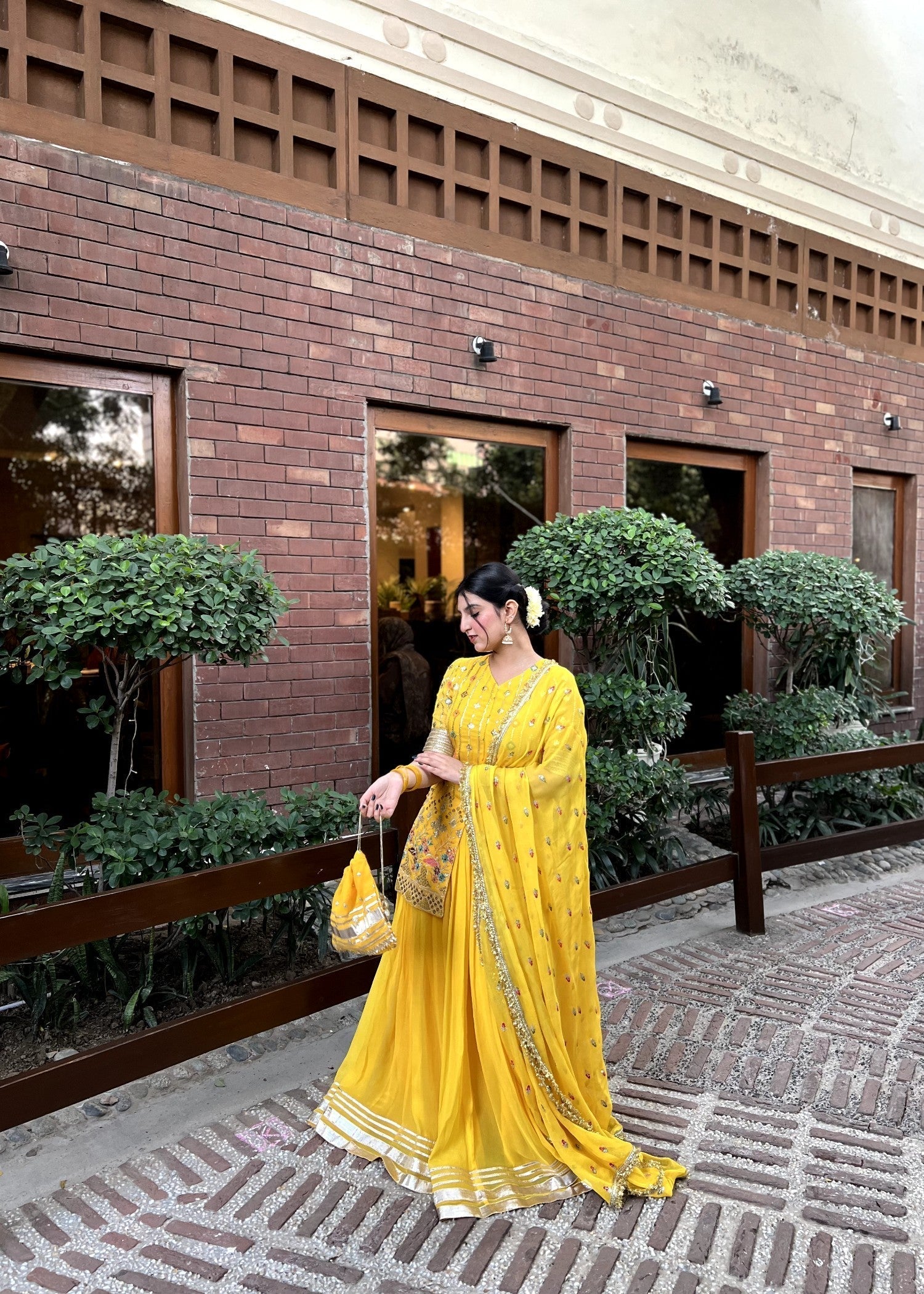 Sanskari.Pk Apsara Yellow Lehnga Women 4pcs