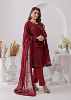 Qasim Anwer By Chandni Bridals LYDIA (MAROON) Women 3pcs