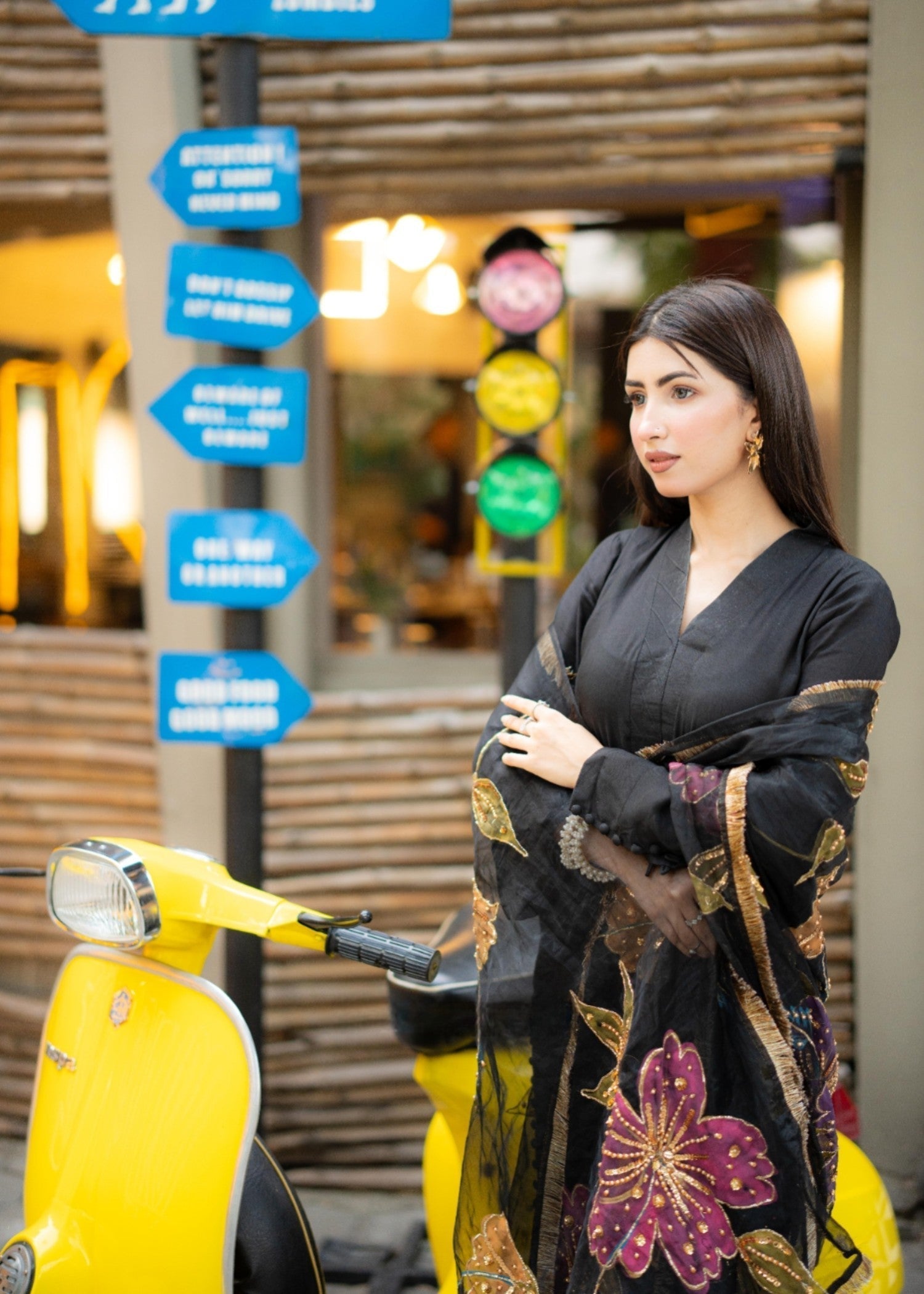 Rivaaj Fashion Stitched Handpaint Black Women 3pcs