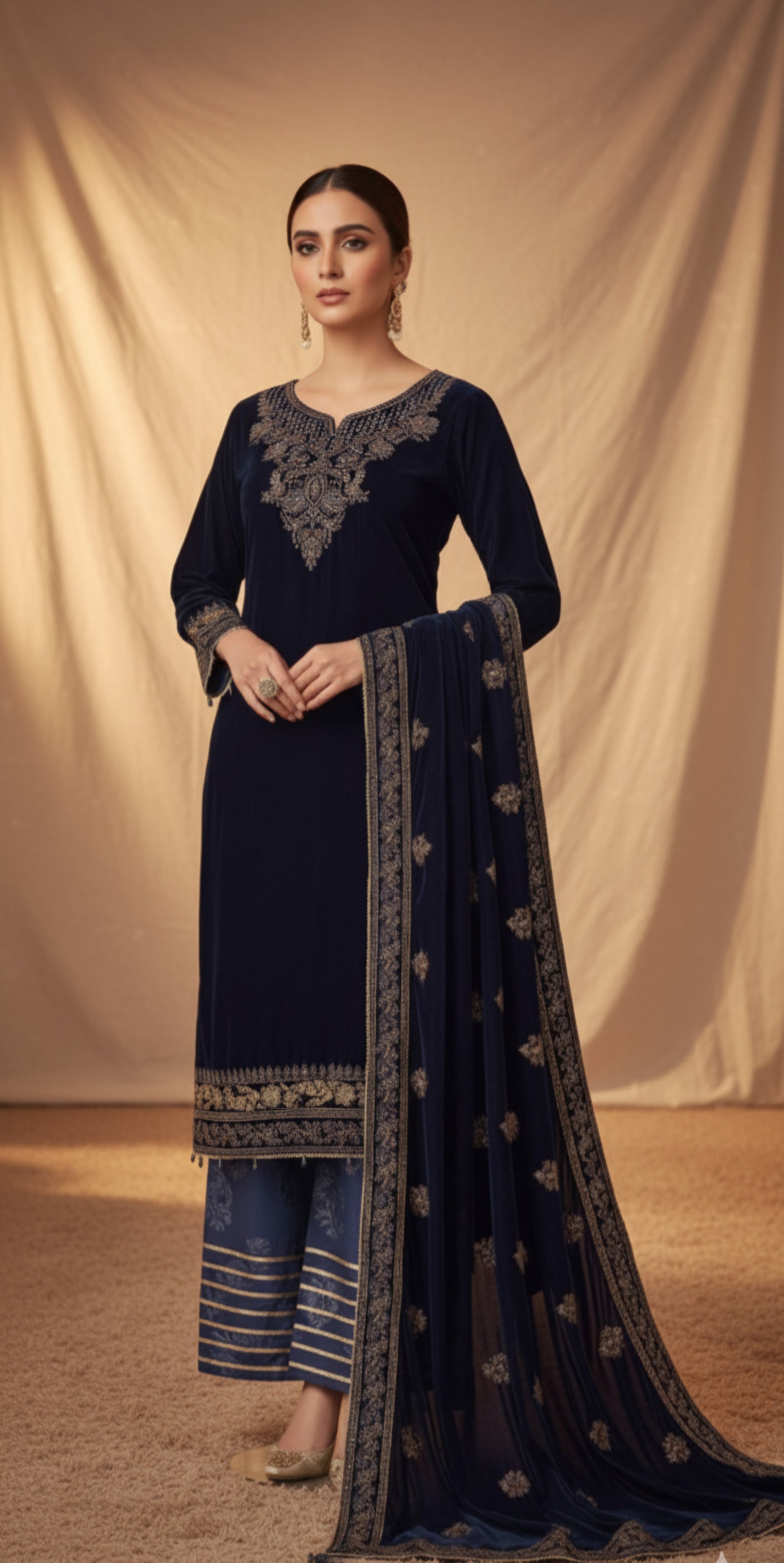 Malhaar Mal VX 137 Navy Blue Women 3pcs