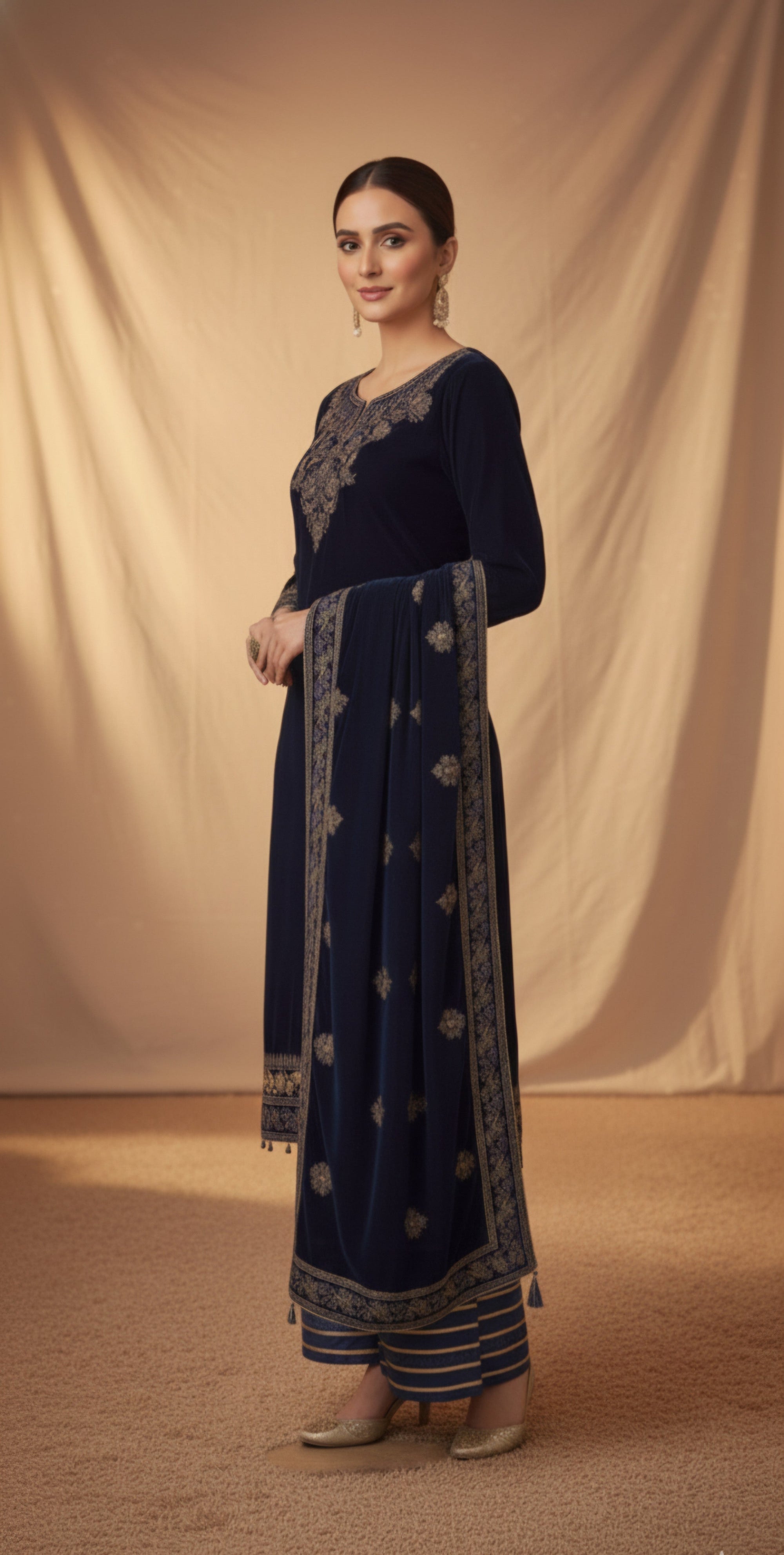 Malhaar Mal VX 137 Navy Blue Women 3pcs