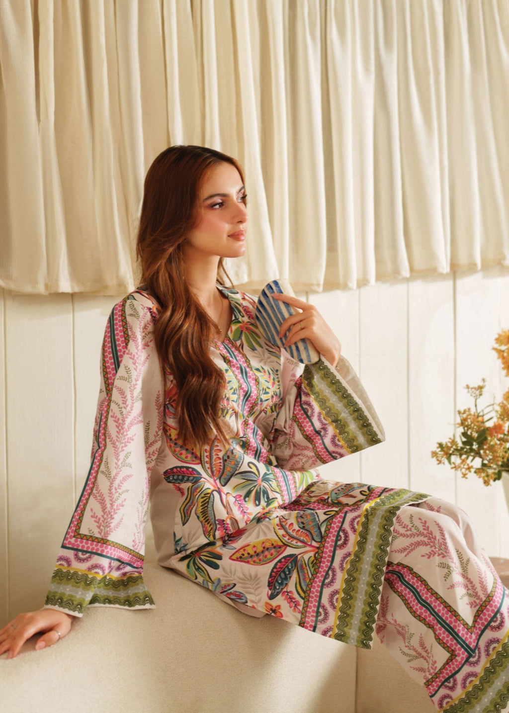 Midway Arts "Ballet – Pastel Charm Shamoze Suit | Elegant Printed Co ord Set" Women 2pcs