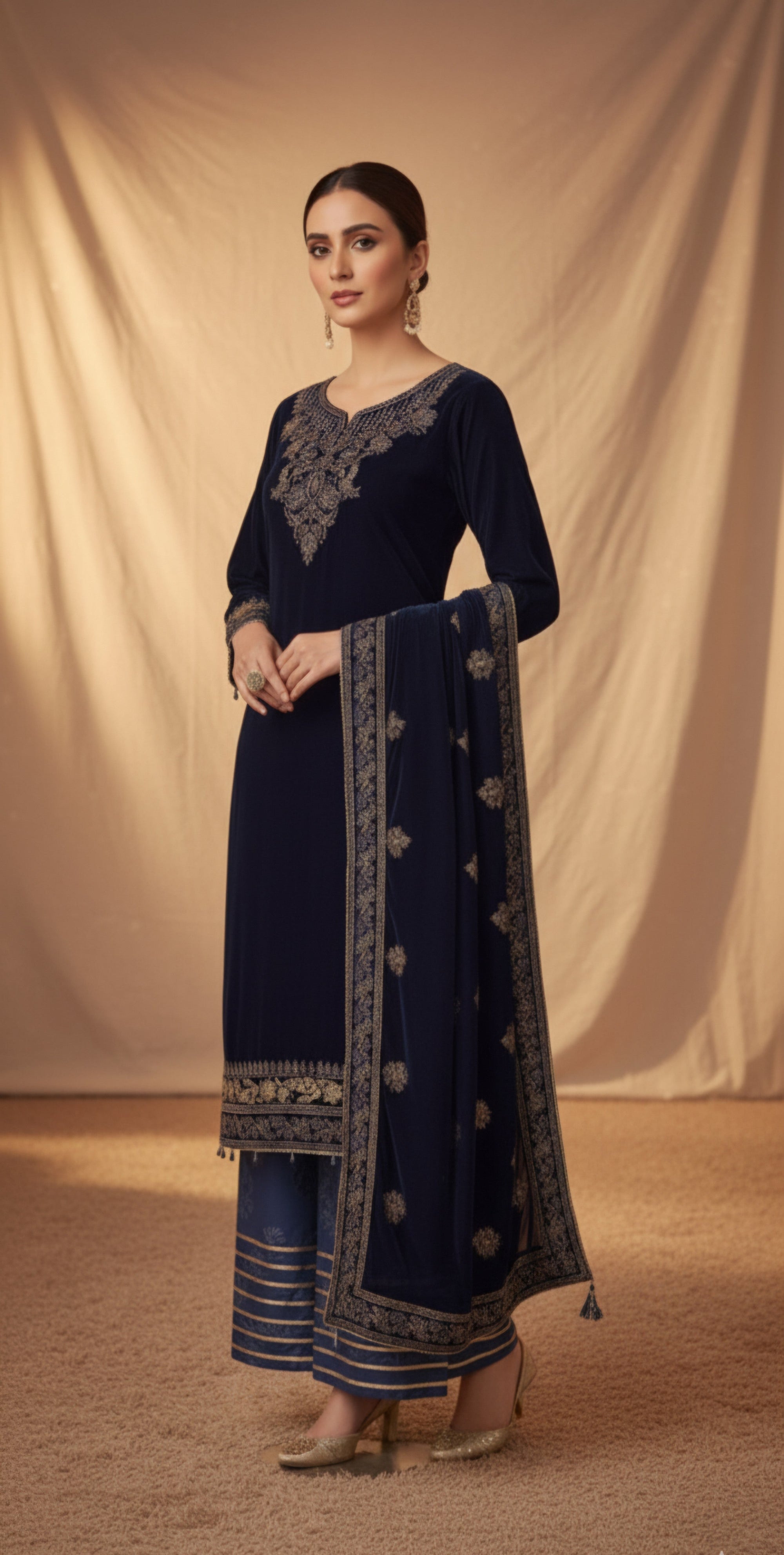 Malhaar Mal VX 137 Navy Blue Women 3pcs