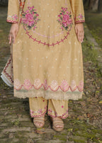 Attirepret Beige Cotton Embroidered Suit – By Women 3pcs