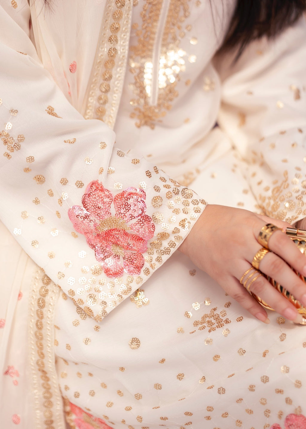 Suits By Sadia Chiffon nimra offwhite Women 3pcs