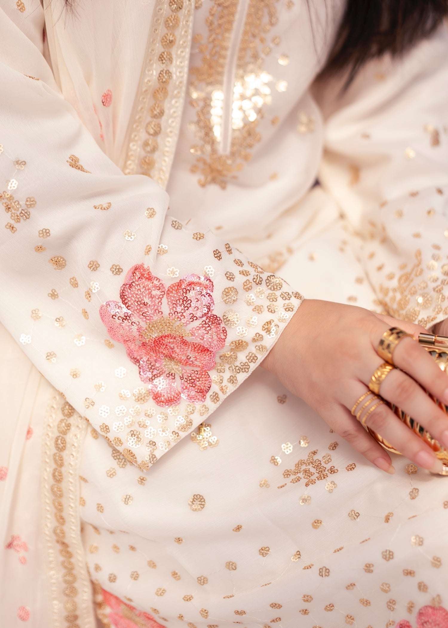 Suits By Sadia Chiffon nimra offwhite Women 3pcs