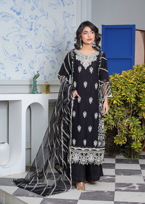 Pehnawa Fashion Bold Black chiffon Women 3pcs