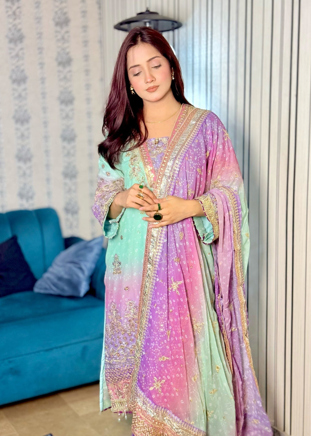 Suits By Sadia Green chunri chiffon Ayesh Women 3pcs