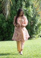 Hayati Collections Organza | Printed Gown with Inner Silk | | Skin Women 3pcs