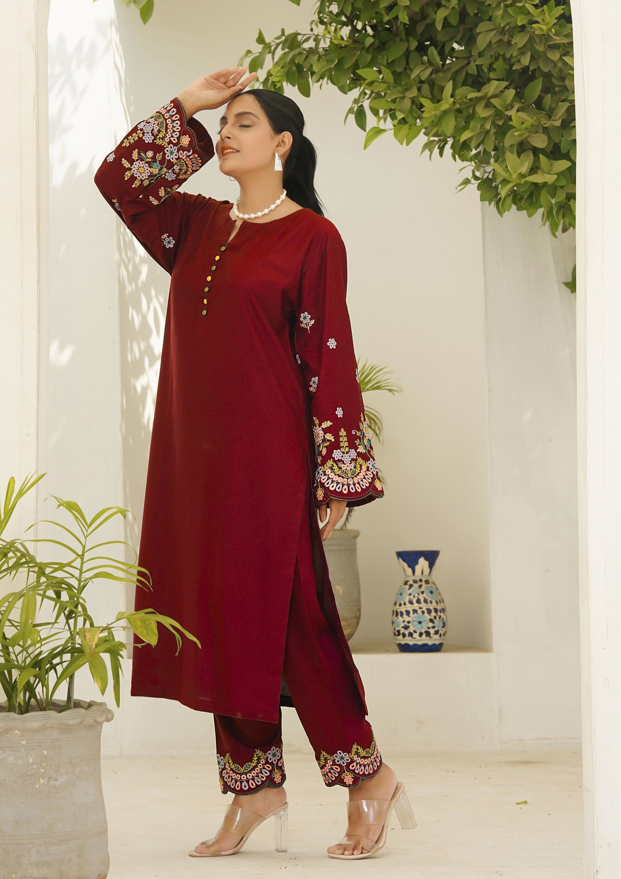 Hamna Kalim HUMA maroon Women 2pcs