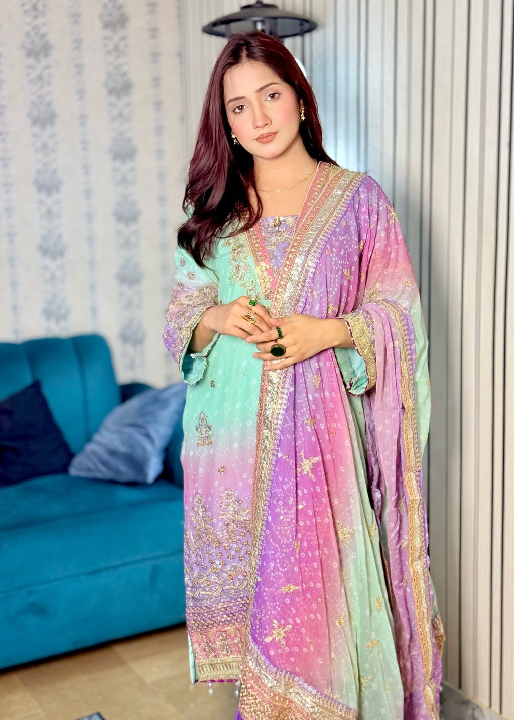 Suits By Sadia Green chunri chiffon Ayesh Women 3pcs