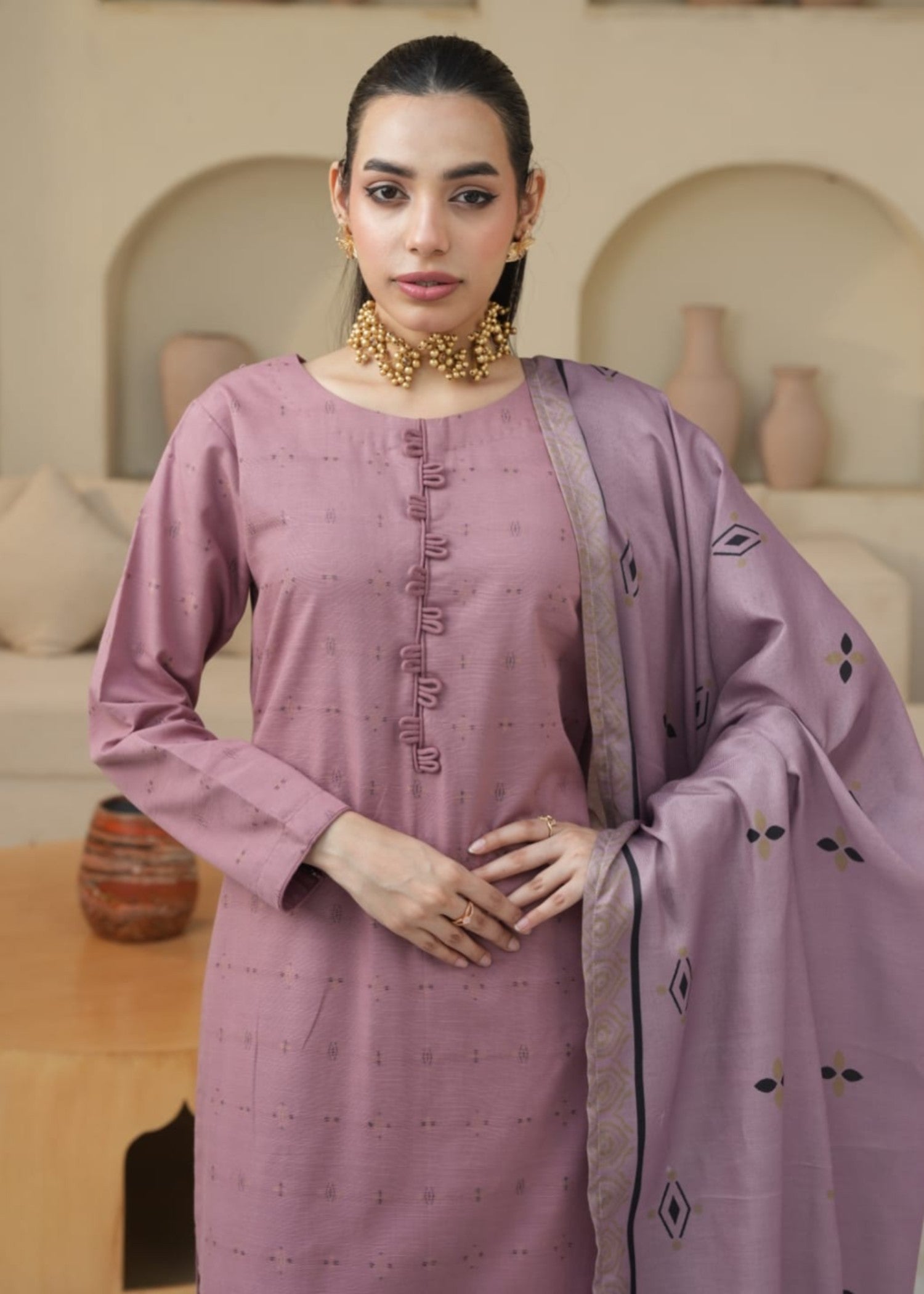 Designer Rack khadar jaccard mauve pink Women 3pcs
