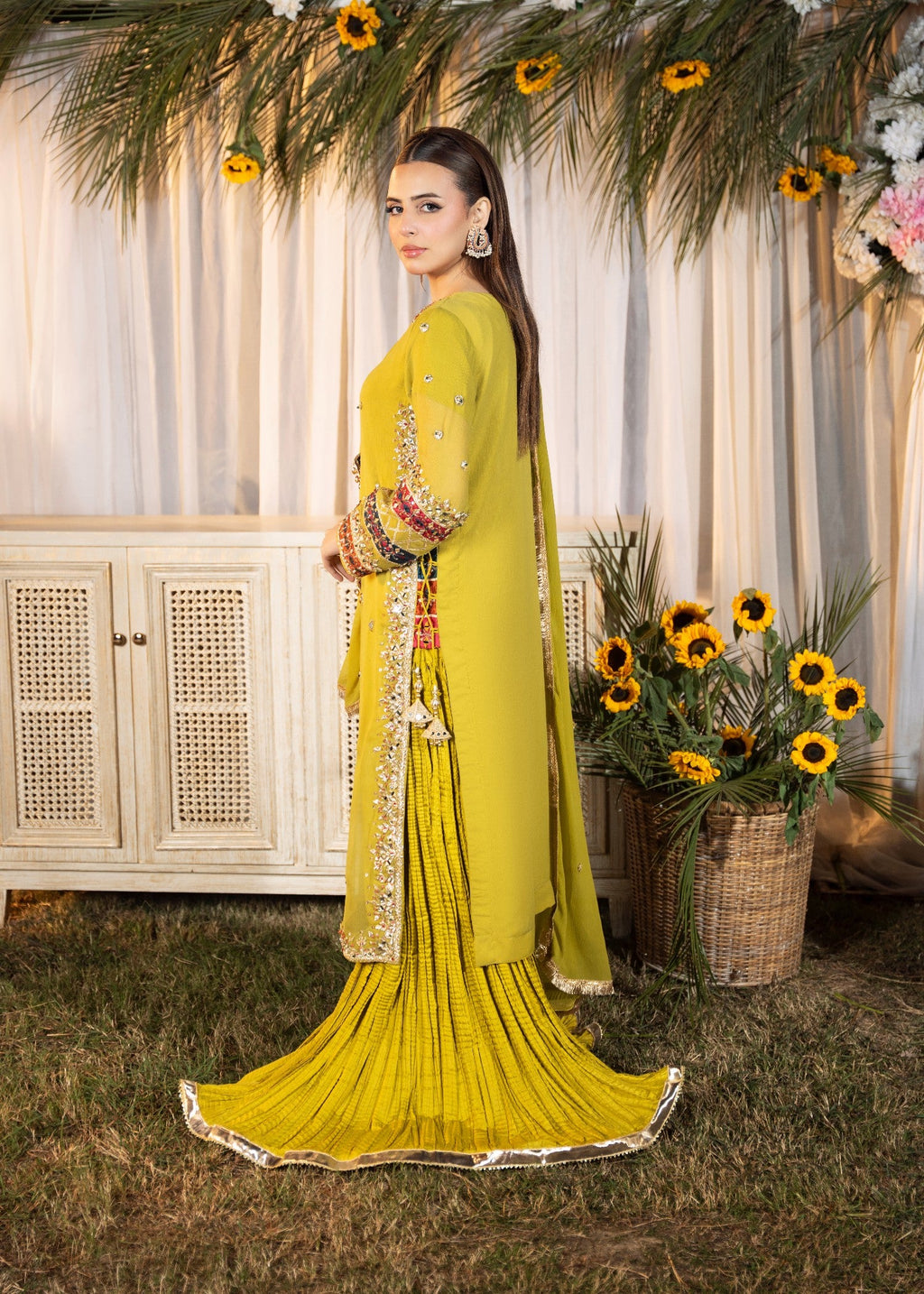 Maira Fashion Yellow Green Crush Sharara 71 Women 3pcs