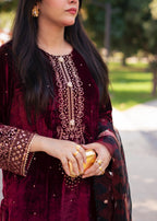 Suits By Sadia Velvet maroon nimra Women 3pcs