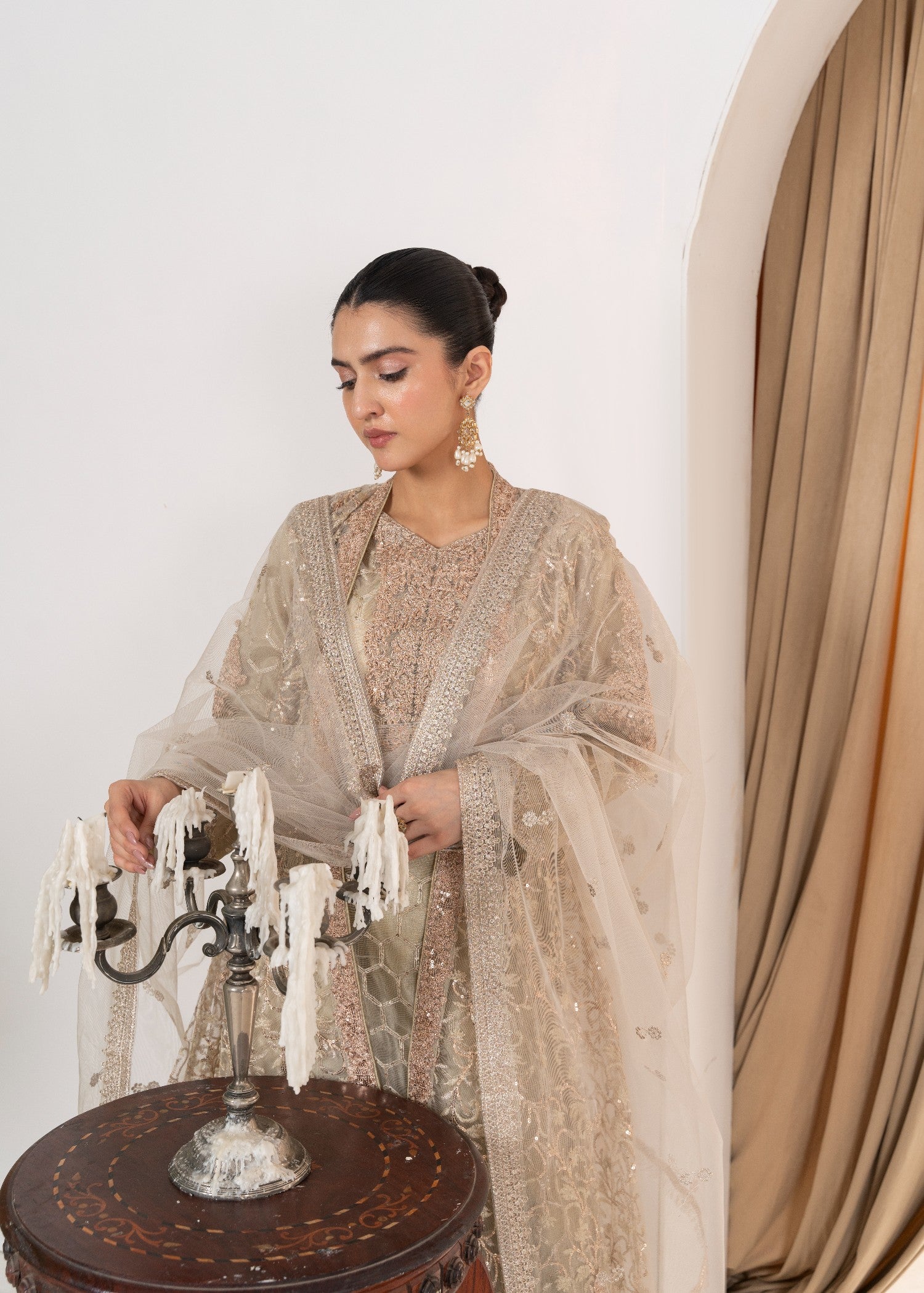 Hkb Officials Harika Pista Pearl Coat Women 4pcs