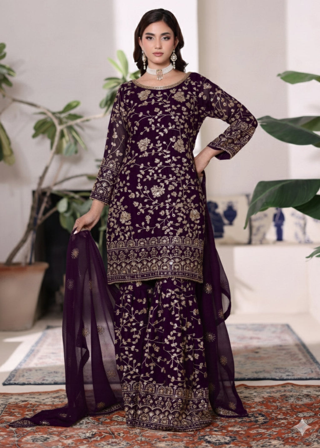 Abaan Zohan Riwaj Purple Women 3pcs