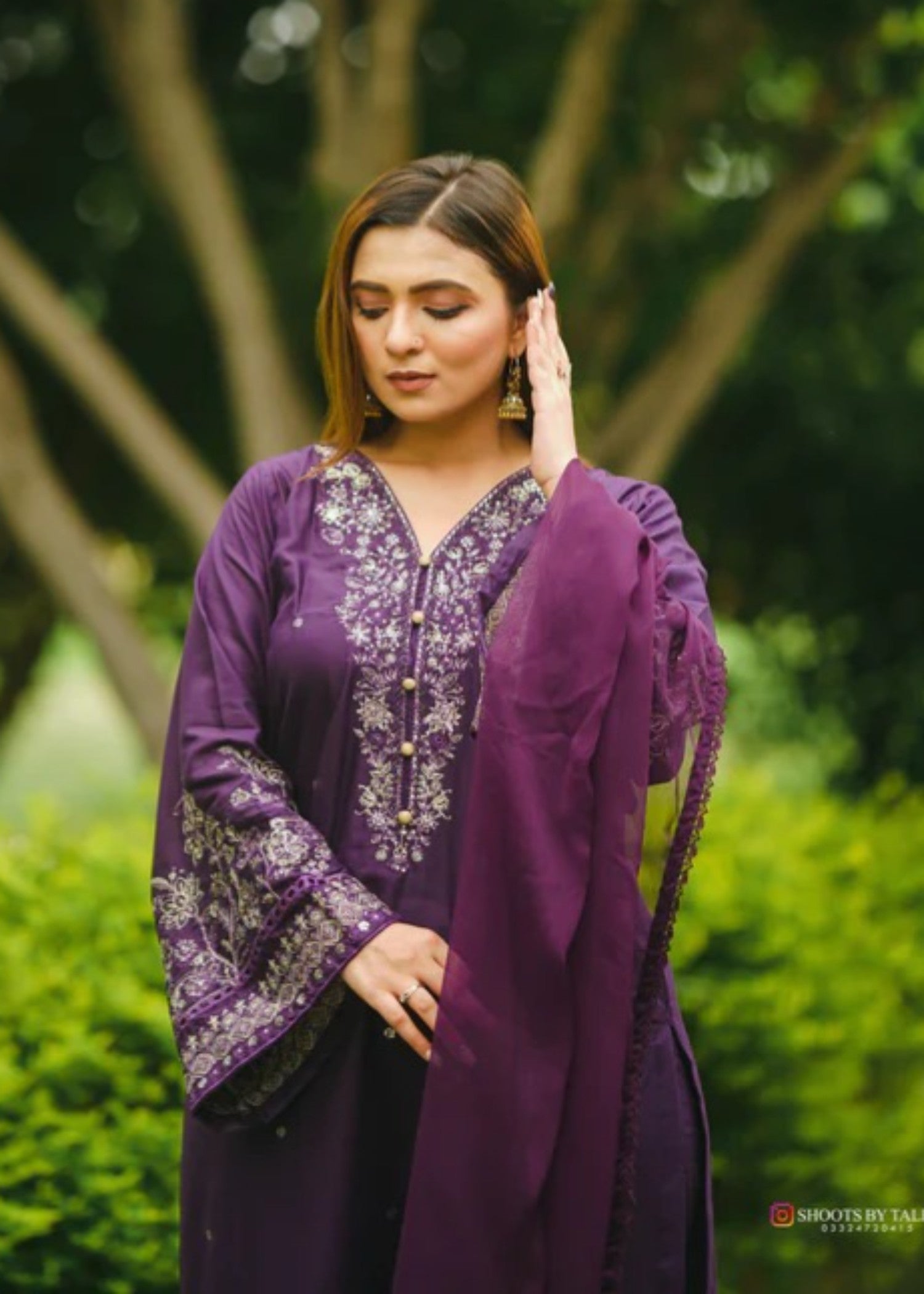 Chaudhary Arts Voilet Embroidered Women 3pcs