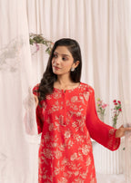Musani Embroidered Lawn Stitched Shirt Red Women 1pcs