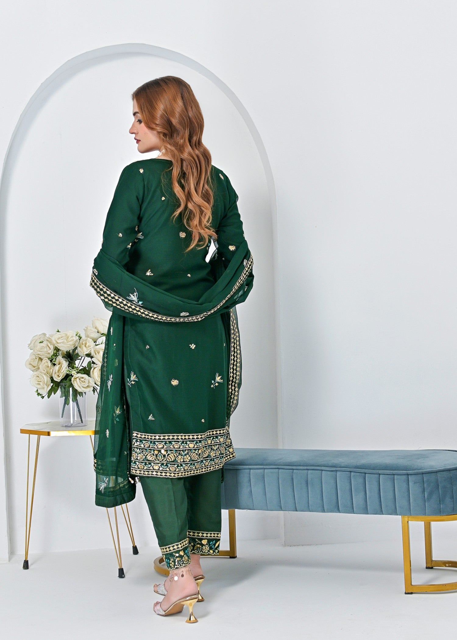 Qasim Anwer By Chandni Bridals ADARA (GREEN) Women 3pcs