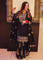 Suits By Sadia IMAAN BLACK GHARARA Women 3pcs