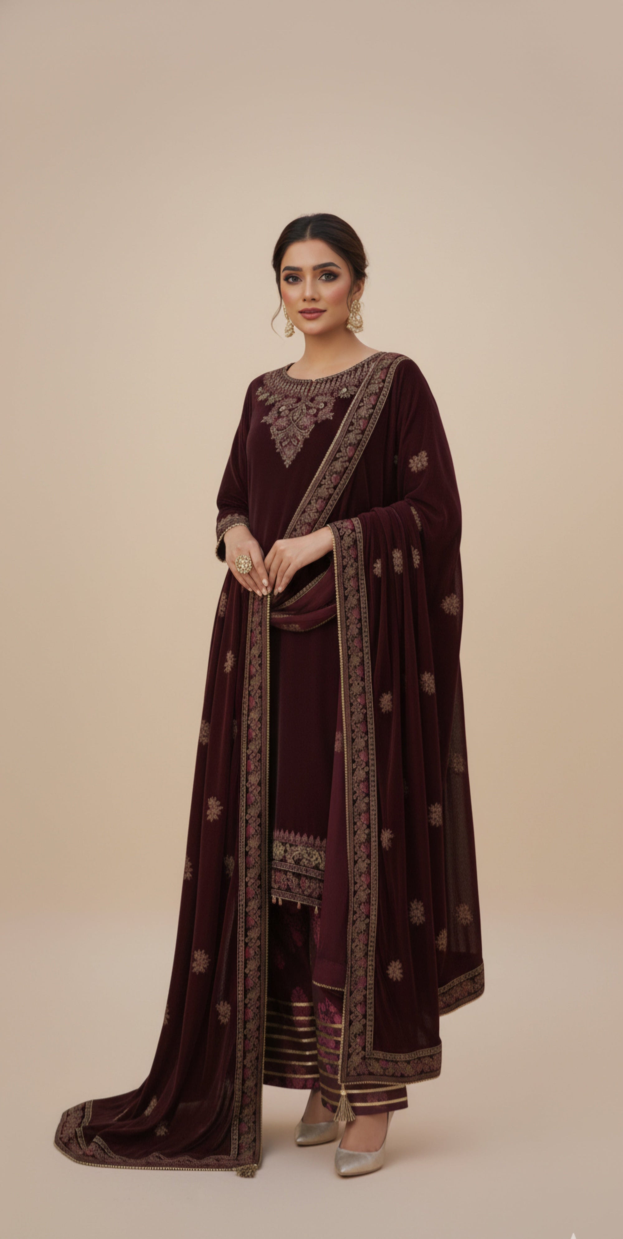 Malhaar MAL VX 137 Maroon Women 3pcs