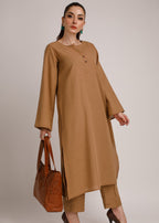 Peach Republic Pastel Brown Khaddar Suit Women 2pcs