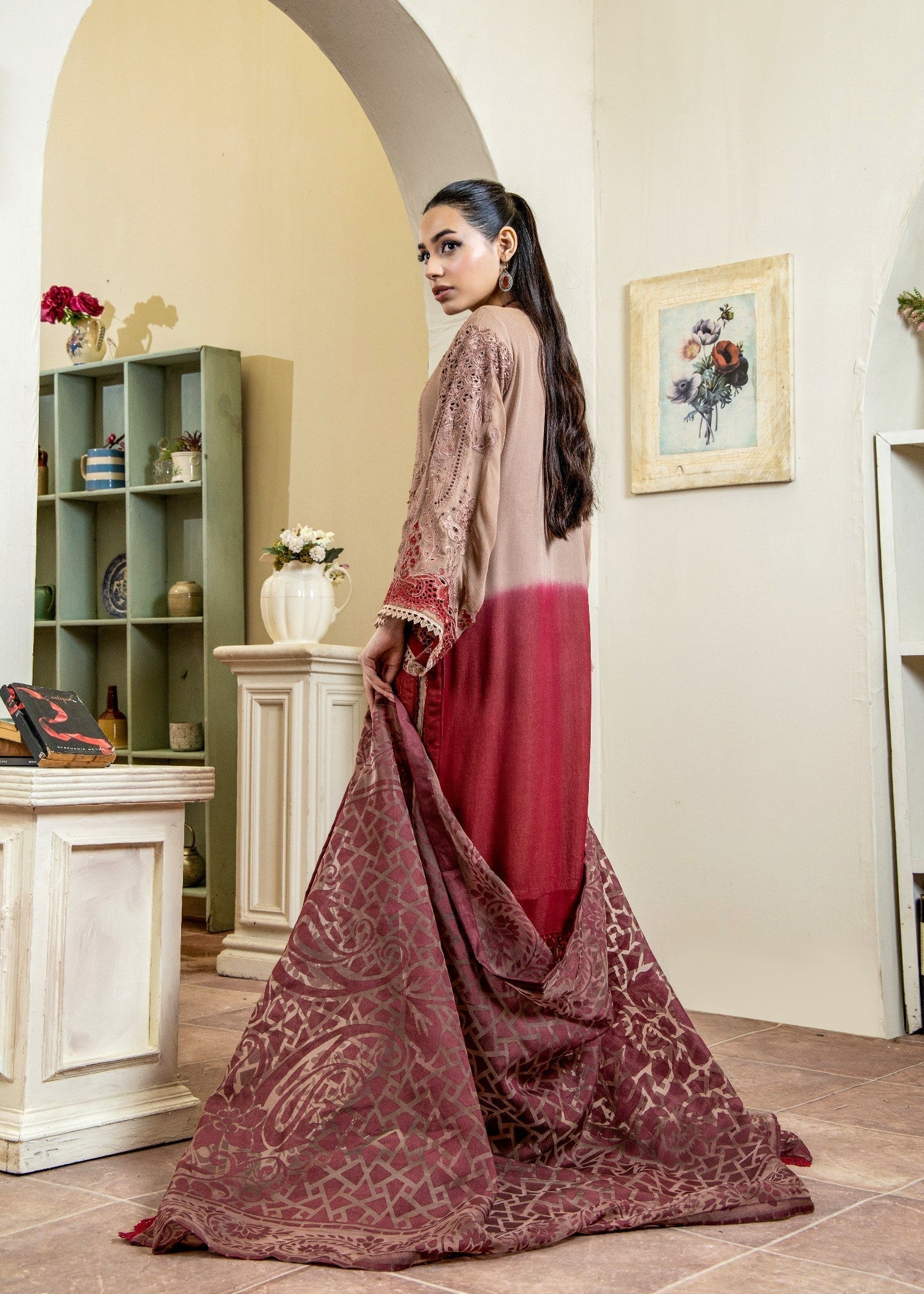 Pehnawa By Bin Akram’s Rustic Brown Pret | Chiffon Kurta Set Women 3pcs