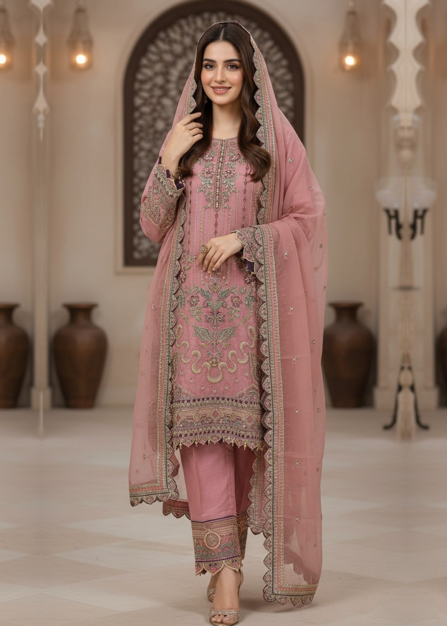 Diara Couture ROSHNI US 578 PINK Women 3pcs
