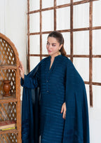 Yolo Pret Alpine Velvet Shirt with Velvet Border Shawl and Plain Trouser AML W25 0014 Women 3pcs
