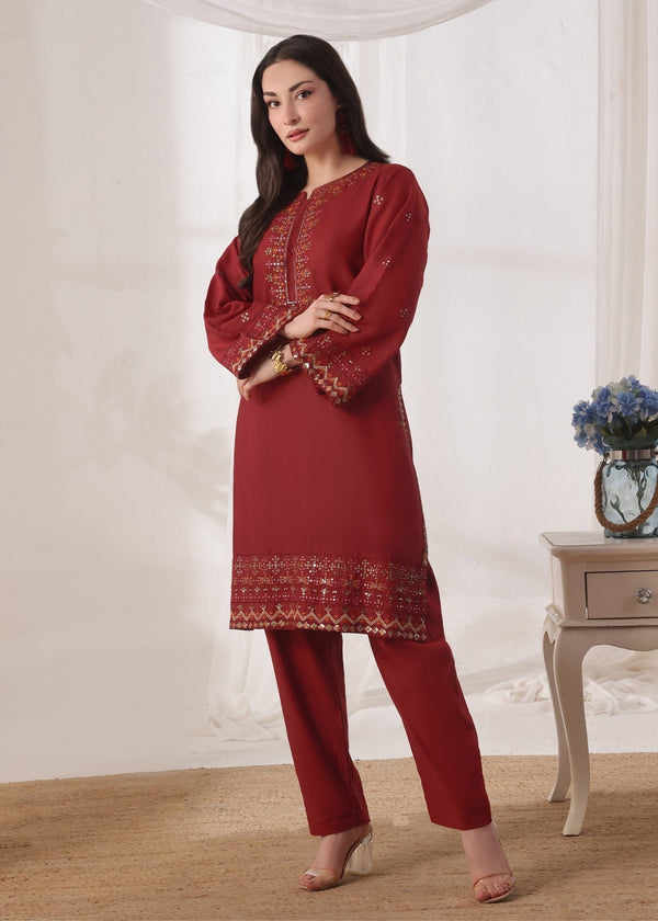 Ayra Pret Mehar Maroon Women 2pcs
