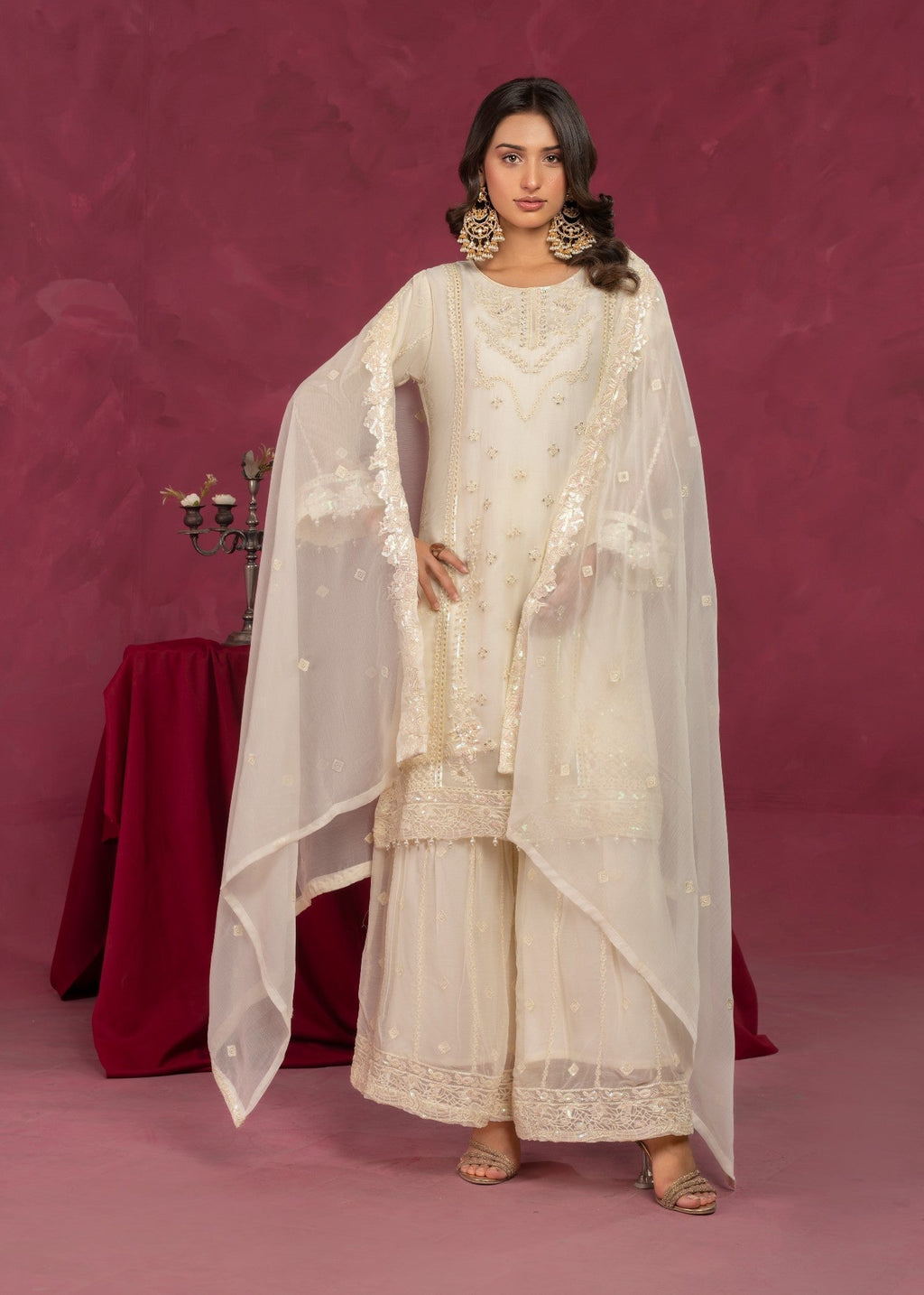 Four Season Boutique ZOBIA GHARARA CREAM Women 3pcs