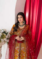 Hkb Officials ALAYA Amber Mustard & Deep Maroon Flared Maxi Women 3pcs