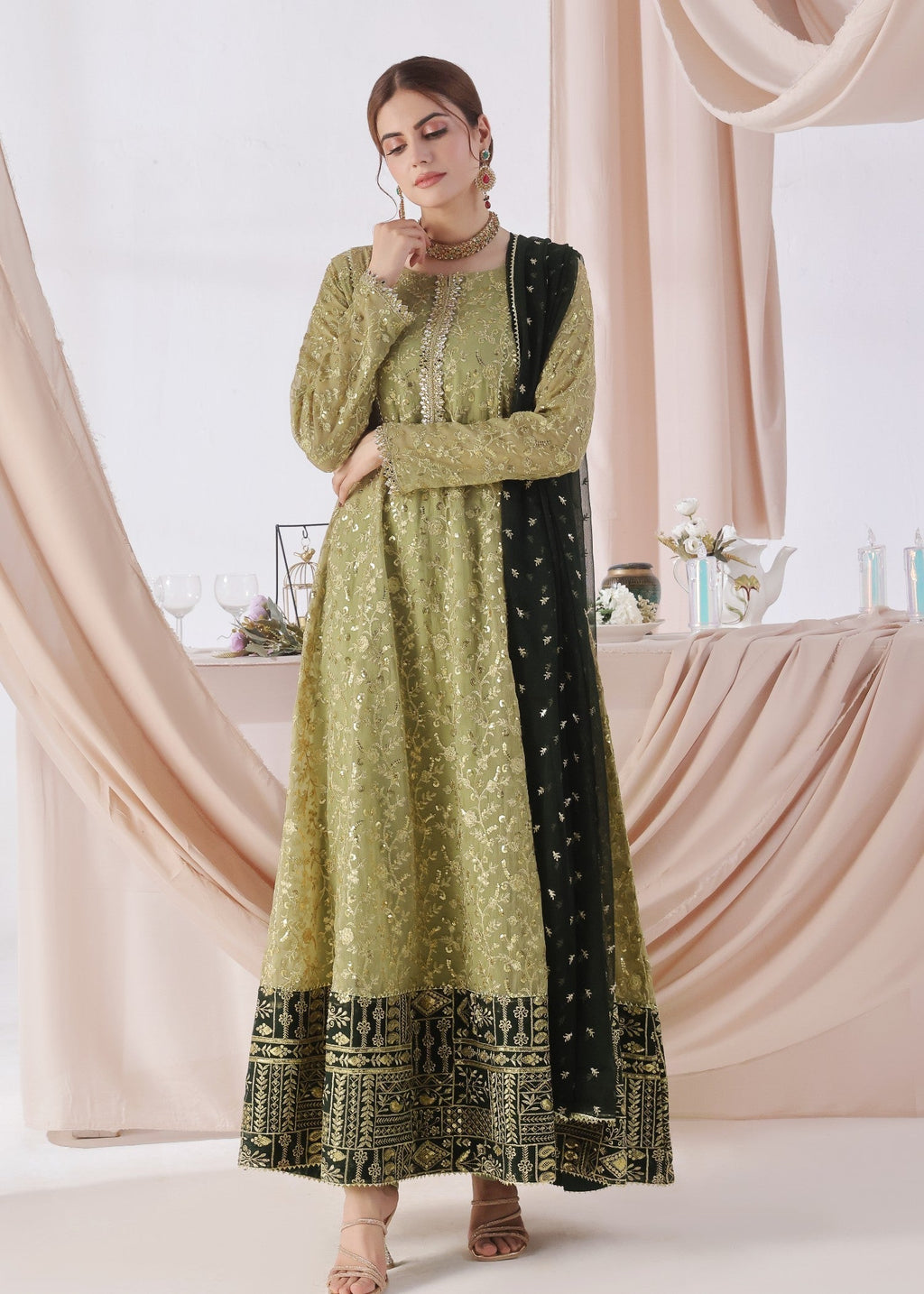 Ayesha Closet Hajra Noor Olive Women 3pcs