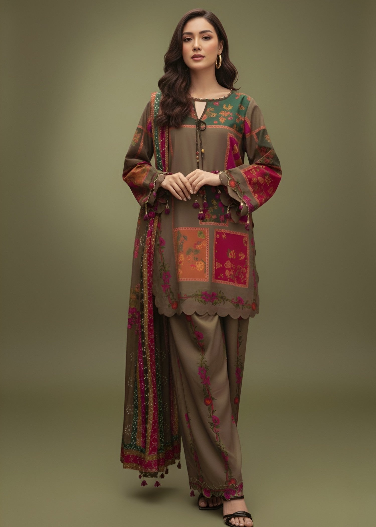 Fabric Garden Zeenat e Khaki Women 3pcs