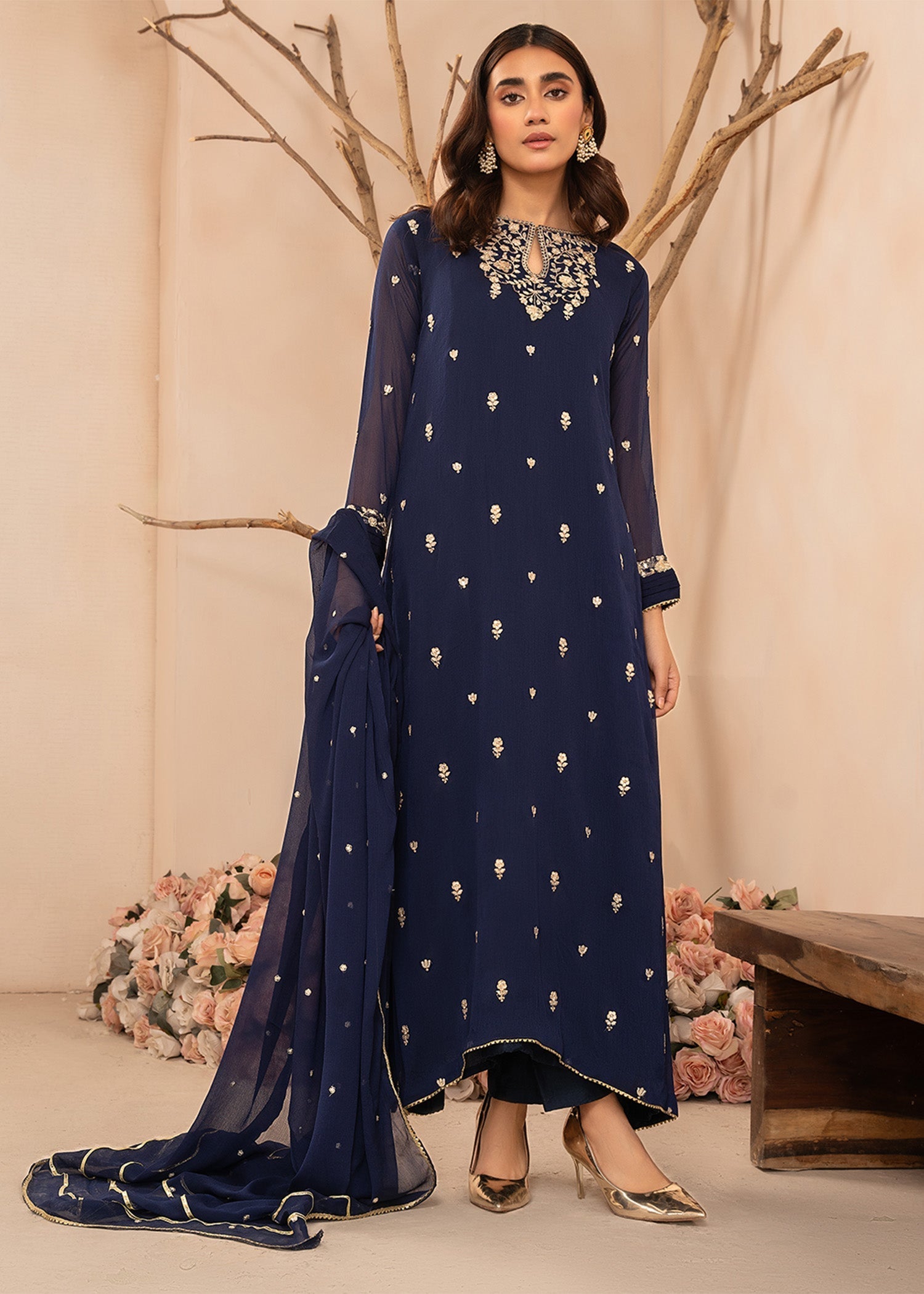 Agha Jaan Insia Blue Women 3pcs