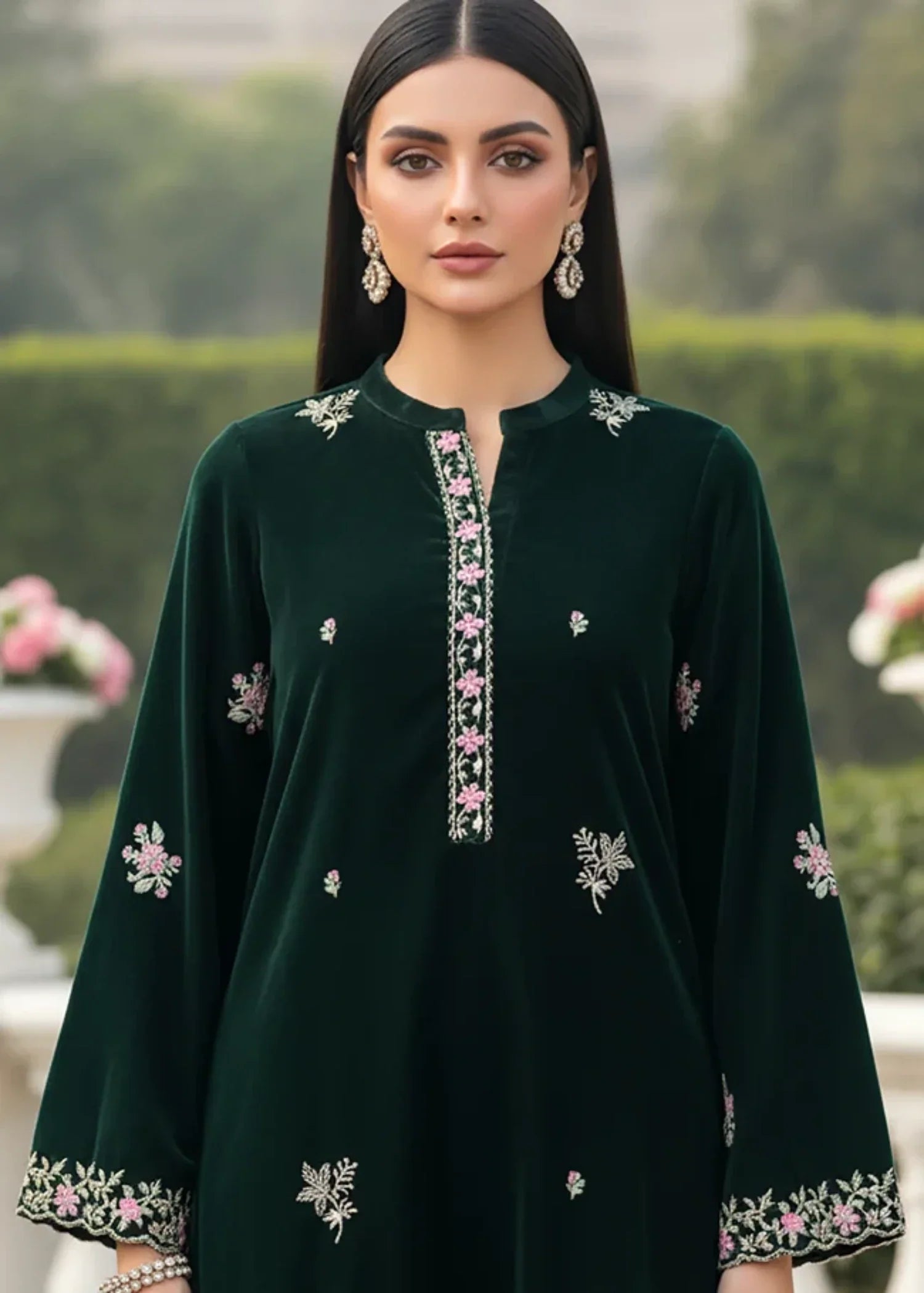 Lakhany Ready to wear Embroidered Velvet Shirt (LG UB 0250 W EMB 1P) Women 1pcs