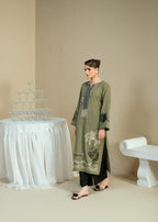 Kaanthaa KPES03 OLIVE COTTON DOBBY STITCHED Women 2pcs