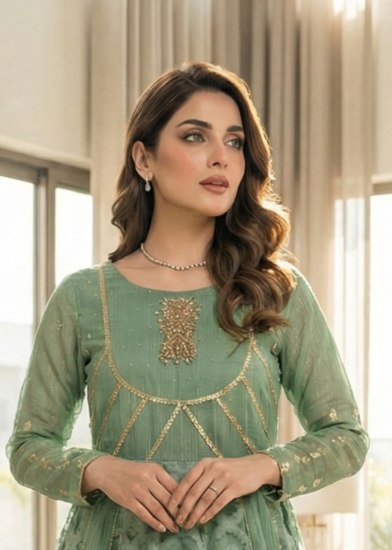 Diara Couture JHOOMAR US 479 GREEN Women 3pcs